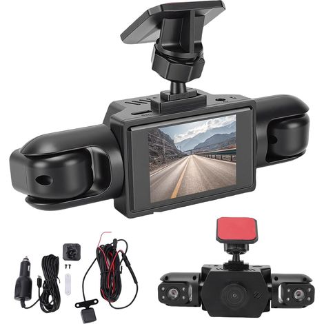 Caméra Embarquée 4 Canaux, Vue À 360°, Caméra Avant, Arrière, Gauche Et Droite 1080P, Écran 2 Pouces, Enregistrement en Boucle, Universelle pour Voitures, Camions, SUV (1/5)