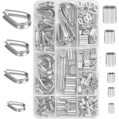 Manchon De Sertissage - Chapeau De Câble En Acier Inoxydable Et Aluminium - Pour Câbles Acier - 225 Pièces