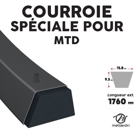 Courroie tondeuse MTD 7540329A, 954-04001, 7540433  15,8 x 1760 mm