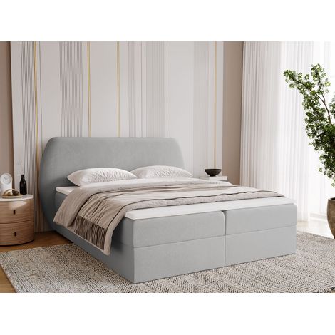 Lit continental Bogota avec rangement 160 x 200 double, velours, gris clair (1/5)