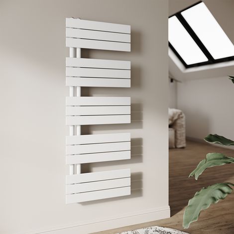 SONNI Radiador Toallero de agua Toallero Baño Radiador Toallero de Paneles Conexión Lateral Radiador Secador de Toallas de Agua Caliente Blanco Mate 1314 x 500 mm 1160W