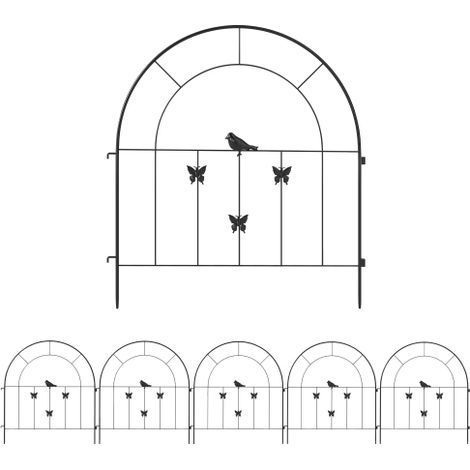 Clôture de jardin en acier 300 cm x 70 cm de haut treillis décoratif ensemble de clôture Clôture de chien Clôture de la voûte supérieure Clôture pour chiens Clôture de paysage pour le jardin Flower Be