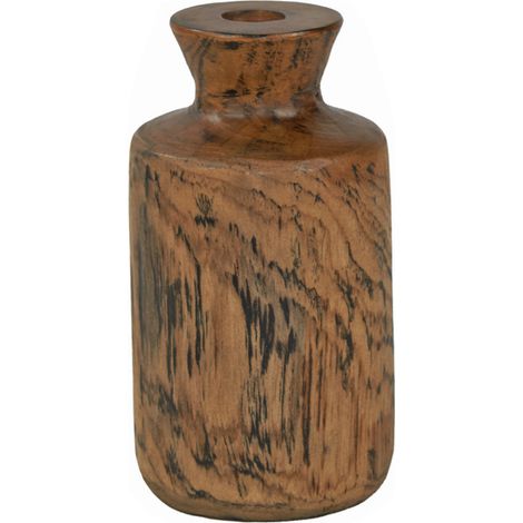 Vase décoratif H. 15 cm en bois de teck massif - HERA S (1/5)