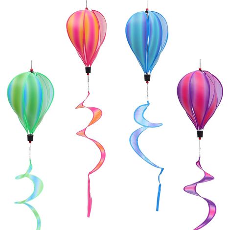 Lot De 4 Moulins à Vent Épousant La Forme De Montgolfière pour Décoration Extérieure De Jardin, Paillettes Multicolores, Accessoires Suspendus Scintillants pour Pelouse Et Fêtes en Plein Air (1/5)