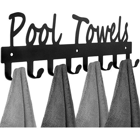 Crochet porte-serviettes mural pour salle de bain, en acier au carbone, pour ranger robes, serviettes, manteaux, maillots de bain, parasols, etc. Idéal pour l'intérieur et l'extérieur. (1/4)