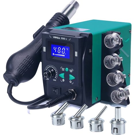 Pistola de aire caliente, fácil reemplazo de boquilla, flujo de aire eficiente, paquete de 2 unidades 959D-II, 220 V (1/2)