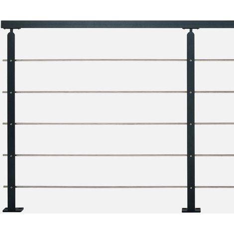 Kordo – Garde-corps prêt à poser 2m en acier noir – Kit complet pour installation intérieure – Dimensions hors tout L2000 H1011 mm