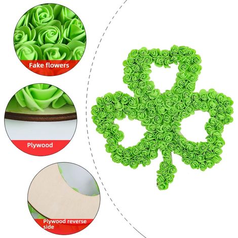 Guirlande De Porte Saint-Patrick - Couronne En Forme De Trèfle Avec Fleurs Artificielles - Décoration Intérieure Et Extérieure - 41 X 41 X 3 Cm - 1 Pièce (1/5)
