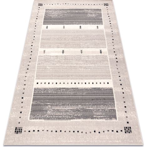 Teppichwolle ANGEL 6553 / 52022 Streifen, Rahmen beige / grau beige 80x150 cm (1/5)