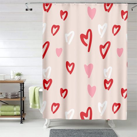 Rideau de douche cœurs design chic moderne, rideau salle de bain, 180x180 cm (1/5)