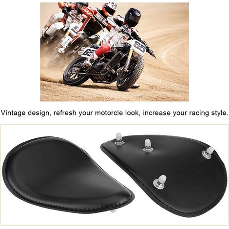 3-Zoll-Solositz aus schwarzem Leder mit Federunterstützung für Custom-Chopper-Bobber-Motorrad (1/5)