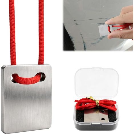 Rabot à peinture de voiture avec corde de suspension et boîte de rangement, grattoir à peinture pour réparation de peinture de voiture et retrait de la peinture (1/5)