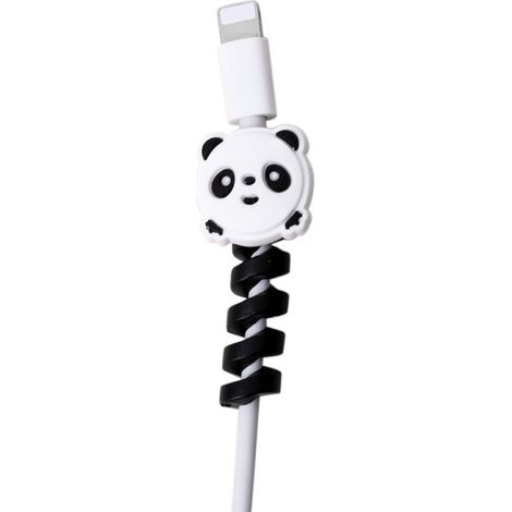 Protecteur de fil de cable Flexible en Silicone Images d'animaux mignons telephones en spirale charges costume economiseur de cable pour toutes les lignes de donnees de telephone portable, 7 Panda