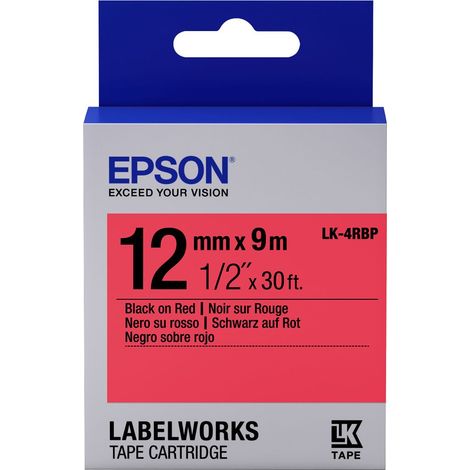 Epson Nastro fondo Pastello Rosso per testo Nero 12/9 LK-4RBP