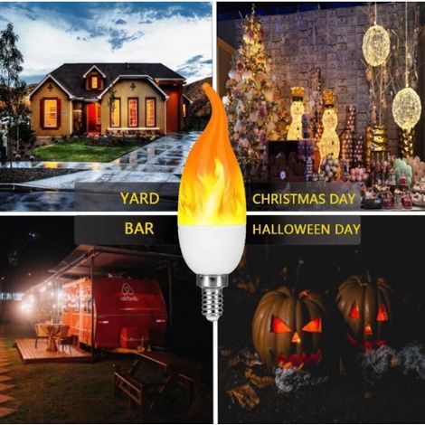 Lot de 4 Ampoules LED E14, Effet flamme scintillante, Culot E14, 3W, Pour lustre, Salon, Jardin, Fête (1/5)