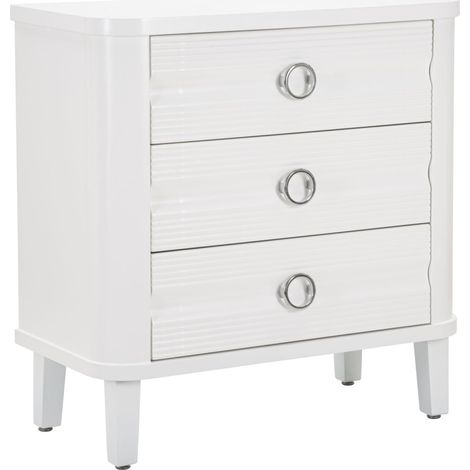 Commode 3 Tiroirs en Bois "Shine" 84cm Blanc (1/5)