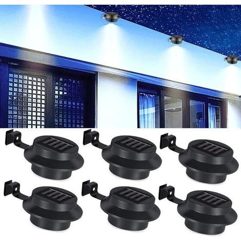 Comforty Pack de 6 Lampes Solaires pour Extérieur, Lampes Solaires de Gouttière, Applique Murale de Jardin Solaire Étanche, Éclairage de Gouttière, Lampe Solaire de Chemin pour Maison, Clôtu