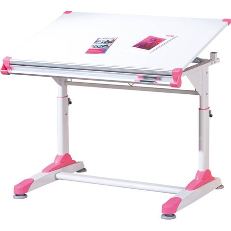 Kit Scrivania Inclinabile Bianca Cameretta Moderna Legno Metallo Tavolo Disegno (1/5)