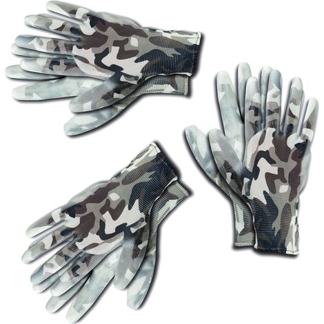KIXX Handschuhe für die Gartenarbeit, Camouflage-Weiß, 3er Set - Größe 10 (1/3)