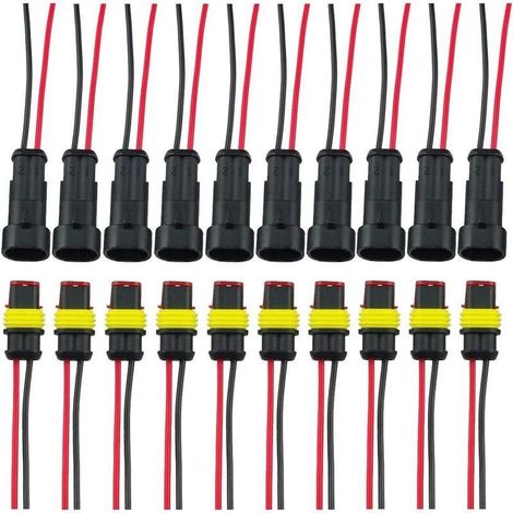 Enchufe impermeable, enchufe eléctrico macho y hembra, conector eléctrico impermeable AWG (2 pines con cable × 10 kits)