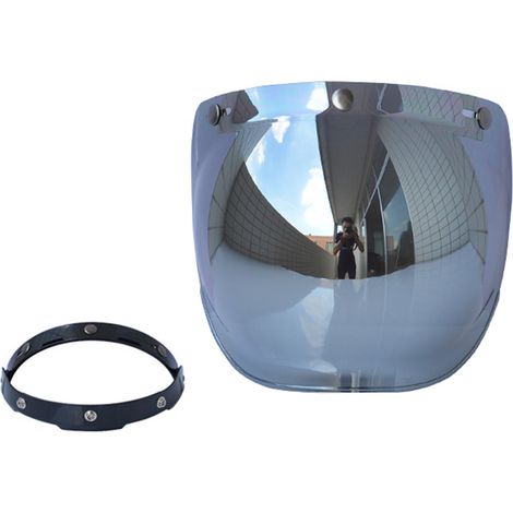 Casque de moto Anti-UV anti-rayures, visière à bulles, pare-vent universel pour visage ouvert Standard à 3 boutons-pression (1/5)