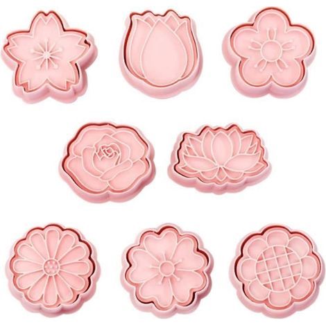 Emporte-pièce - Non spécifié - 8 pièces - PVC alimentaire - Formes de fleurs - Décoration de pâtisserie (1/4)