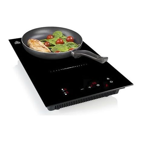 Princess 0130301501001 Piano Cottura Induzione Doppio 3300W Verticale Comandi Touch LCD Timer Nero