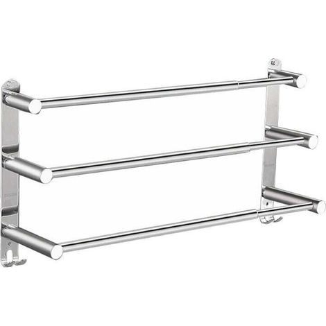 Porte-serviettes extensible pour salle de bain, 43-75 cm, porte-serviettes mural en acier inoxydable, sans perçage. (1/4)