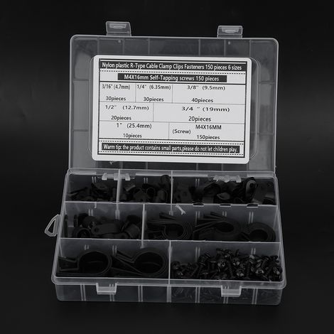 150 attaches de câble de type R + 150 vis autotaraudeuses M4 x 16 mm (1/5)