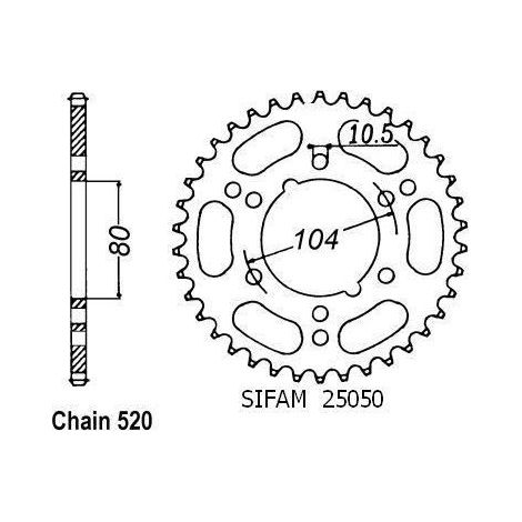 Couronne Acier Kawasaki - 520 - 46 Dents - Similaire JTR1478 - Made in Germany