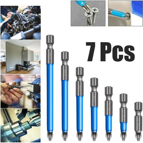 7-teiliges Set magnetischer Anti-Rutsch-Bohrer, magnetische PH2-Schraubendreherbits, Anti-Rutsch-Kreuzschlitz-Schraubendreherbits (25, 50, 65, 70, 90, 127, 150 mm) (1/5)