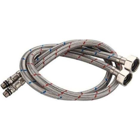 Tuyau flexible en acier inoxydable de 60 cm de long pour robinet de cuisine, eau chaude et froide (1/5)