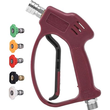 Pistolet Court pour Nettoyeur Haute Pression Eau Chaude et Froide, Haute Performance, 5 Embouts de Pulvérisation, Filetage M22, 250 bar (3600 PSI) (1/5)