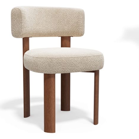 Lot de 2 chaises en tissu bouclette beige RICH (1/5)