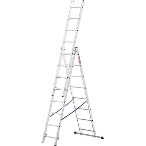 Baulich – Échelle multifonction en aluminium 3x8 marches – Hauteur de travail 4,97 m – Charge maximale 150 kg – Antidérapante et stable - 3-en-1