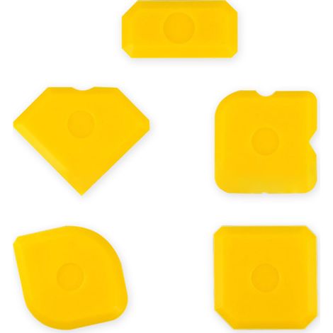 Spatule Pour Joint Silicone - 5 Pièces Avec Rayons Et Biseaux Différents - Outil De Lissage Pour Scellement Acrylique Et Silicone - Jaune