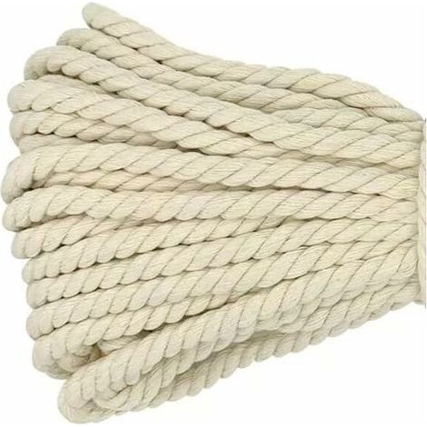 Ersandy – Corde macramé épaisse en coton tressé 8mm x 20m – Souple et flexible pour travaux manuels – Solidité maximale pour projets créatifs (1/5)