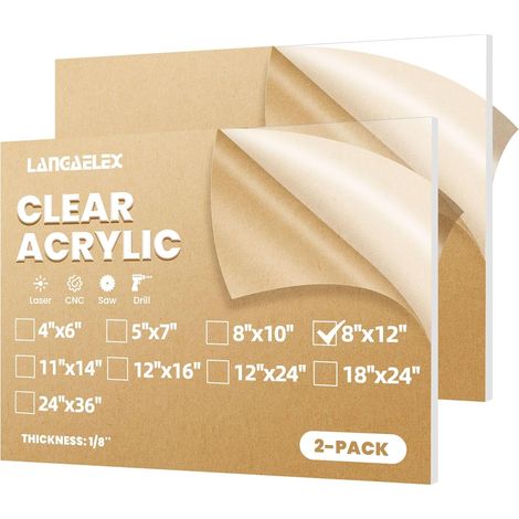 Lot de 2 Plaques Acryliques Coulé 20x30cm 3mm pour Vitrine Feuilles Plastiques Transparentes Découpe sur Mesure pour Découpe Laser, Remplacement Verre, Présentoir (1/5)
