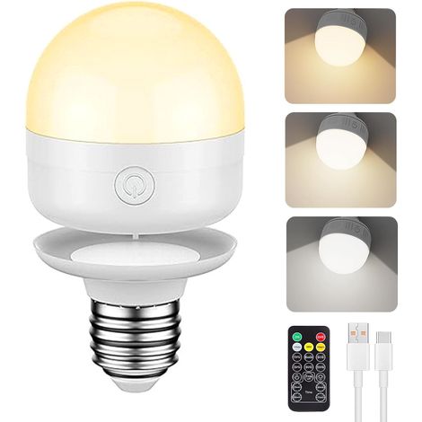 Ampoule LED rechargeable E27 avec télécommande, 7 W, magnétique et détachable, 3 températures de couleur (1/5)