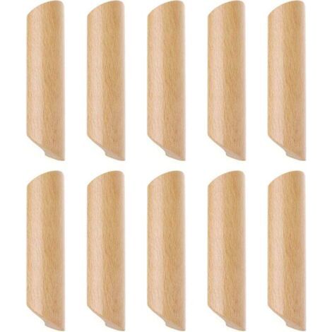 Lot de 10 Poignées de Placard en Bois Forme Éventail Poignée pour Meuble Tiroir avec Vis Entraxe 160mm (1/4)