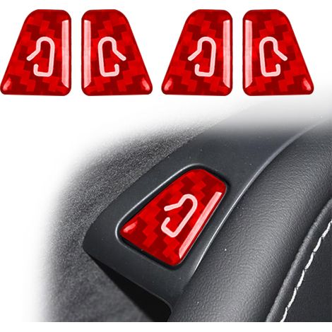 Cache-boutons de portière pour Tesla Model 3/Y (2017-2023 Model 3 / 2021-2024 Model Y) - Accessoire intérieur auto, protection et décoration, fibre de carbone rouge (1/5)