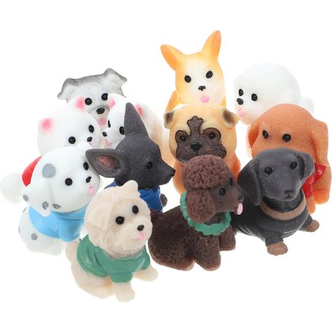 Figurines Miniatures de Chien en Résine, Lot de 12, Décor (1/5)