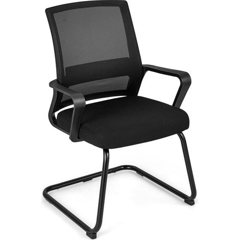 COSTWAY Meeting Office Chairs Mid-Back Mesh Reception Chair Guest Chair w/ Lumbar Support (1/5)