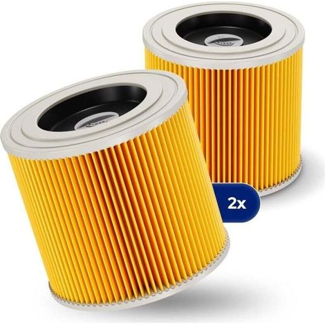 Lot de 2 filtres à cartouche + 2 vis de fermeture supplémentaires - Pour aspirateur Kärcher WD3 Premium WD2 WD3 WD 3 MV3 WD 3 P - Kit d'extension remplace 6.414-552.0, 6.414-772.0 (1/4)