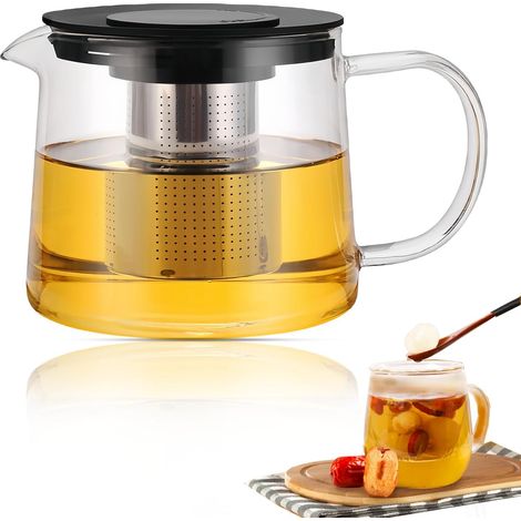 1,5 L Théière En Verre Avec Passoire, Theiere Avec Infuseur, théière En Verre Borosilicate, Theieres verre, Théières En Verres De Qualité Supérieure Pour Plaques De Cuisson Vitrocéramiques