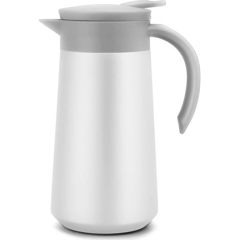 Pichet isotherme 27 oz en acier inoxydable, cafetière Airpot sous vide pour café, thé, eau chaude et boissons chaudes, blanc (1/5)