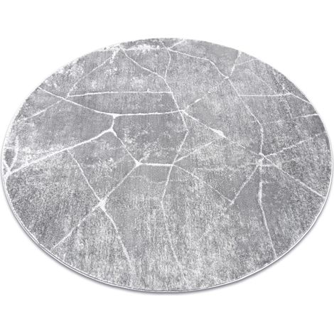 Modern MEFE Teppich  Kreis 2783 Marmor - Strukturell zwei Ebenen aus Vlies grau grey rund 200 cm