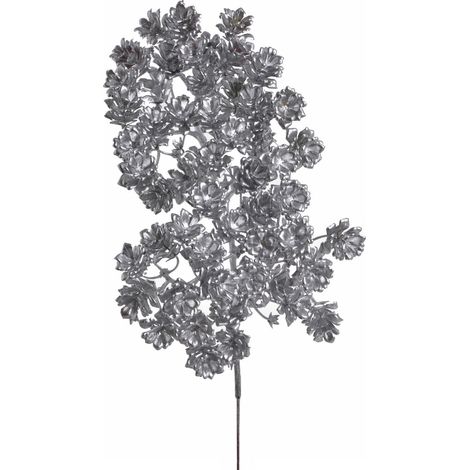 Zweig mit Tannenzapfen 36cm silber B-02238