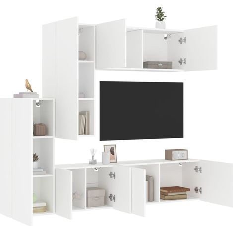 5-tlg. Wohnwand Weiß Holzwerkstoff