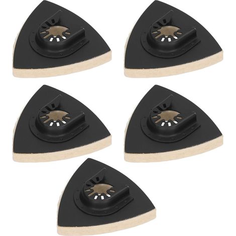 5 pièces tampons de polissage et lustrage laine feutre triangulaires avec base en acier allié pour outil oscillant (1/5)